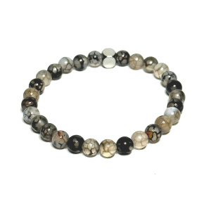 Achát žilnatý, dračí náramek elastický přírodní kámen, kulička 6- 6,8 mm / 16 - 17 cm, klid - ochrana - síla - harmonie