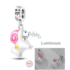Charm Sterlingové stříbro 925 Znamení zvěrokruhu Beran, zářící ve tmě luminozní přívěsek na náramek