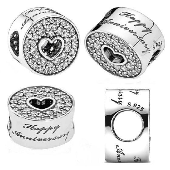 Charm Všechno nejlepší k výročí, stopper, klipový korálek na náramek