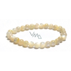 Perleť náramek elastický z přírodní lastury, kulička 6 mm / 16 -17 cm, symbol ženskosti