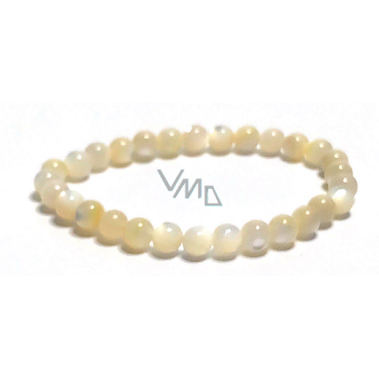 Perleť náramek elastický z přírodní lastury, kulička 6 mm / 16 -17 cm, symbol ženskosti Perleť náramek elastický z přírodní lastury, kulička 6 mm / 16 -17 cm, symbol ženskosti