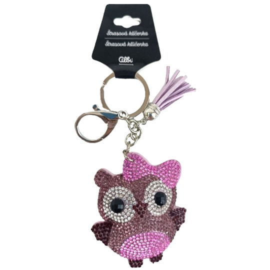 Albi Klíčenka štrasová sova růžová