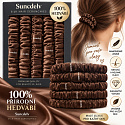 Hedvábná gumička do vlasů 100% přírodní hedvábí – šetrná scrunchie, čokoládově hnědá 5 kusů