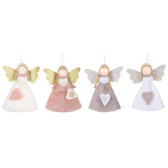 Anděl plyšový se srdcem 14 cm k zavěšení 1 kus Anděl plyšový se srdcem 14 cm k zavěšení 1 kus