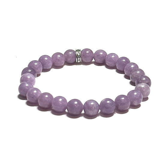 Lepidolit růžový náramek elastický přírodní kámen, kulička 8 mm / 16 - 17 cm, amulet sportovců