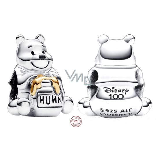 Charm Sterlingové stříbro 925 Disney 100. výročí Medvídek Pú, korálek na náramek, film Charm Sterlingové stříbro 925 Disney 100. výročí Medvídek Pú, korálek na náramek, film