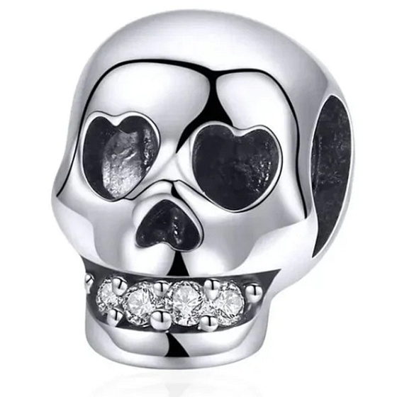Charm Lebka se zuby zirkonu, korálek na náramek Halloween