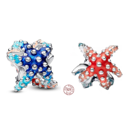 Charm Sterlingové stříbro 925 Barevný přívěsek s hvězdičkou, korálek na náramek příroda