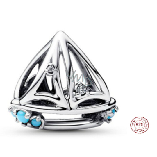 Charm Sterlingové stříbro 925 Plachetnice, korálek na náramek cestování Charm Sterlingové stříbro 925 Plachetnice, korálek na náramek cestování