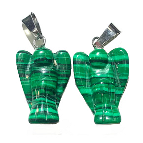 Malachit Anděl strážný přívěsek ručně broušený 1,7 cm 1 kus, kámen splněných přání