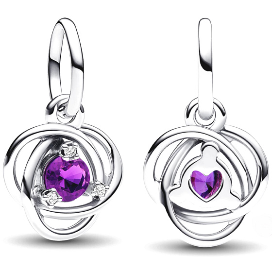 Charm Kruh věčnosti Fialový, únor, přívěsek na náramek symbol