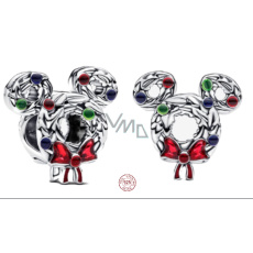 Charm Sterlingové stříbro 925 Mickey vánoční věnec, korálek na náramek vánoce Charm Sterlingové stříbro 925 Mickey vánoční věnec, korálek na náramek vánoce