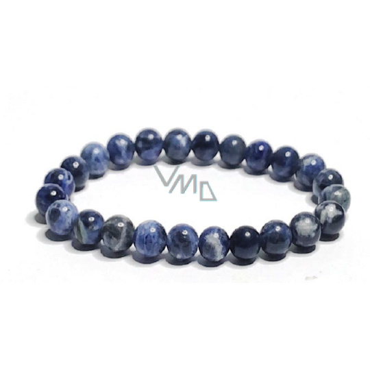 Sodalit náramek elastický přírodní kámen, kulička 8 mm / 16 - 17 cm, kámen komunikace