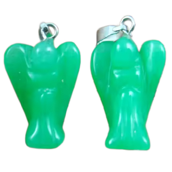 Chalcedon zelený Anděl strážný přívěsek z přírodního kamene, velikost 1,7 cm, kámen lásky a radosti.