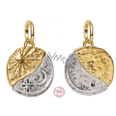 Charm Sterlingové stříbro 925 Slunce a Měsíc – harmonie světla a tmy, přívěsek na náramek vesmír