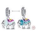 Charm Sterlingové stříbro 925 Slon přinášející štěstí, mění barvu na teplo, přívěsek na náramek zvíře