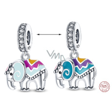 Charm Sterlingové stříbro 925 Slon přinášející štěstí, mění barvu na teplo, přívěsek na náramek zvíře