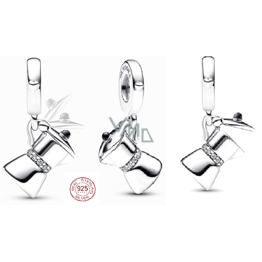 Charm Sterlingové stříbro 925 Konvice na kafé, otevíratelný přívěsek na náramek, jídlo a pití Charm Sterlingové stříbro 925 Konvice na kafé, otevíratelný přívěsek na náramek, jídlo a pití