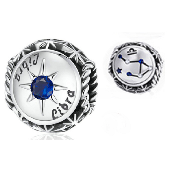 Charm Znamení zvěrokruhu, kubické zirkonie Váhy, korálek na náramek