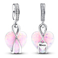 Charm Sterlingové stříbro 925 Opalizující přívěsek se srdcem pro maminku, přívěsek na náramek láska