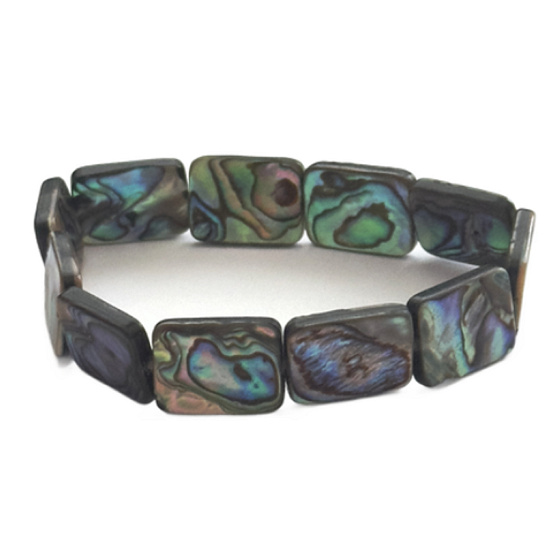 náramek Paua mušle / Abalon s duhovou hrou barev 12 x 16 mm
