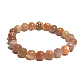 Měsíční kámen oranžový náramek elastický přírodní kámen, kulička 8 mm / 16 - 17 cm, kámen osudu