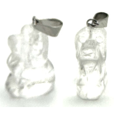 Křišťál Pes přívěsek přírodní kámen, ručně broušená figurka 1,8 x 2,5 x 8 mm, kámen kamenů