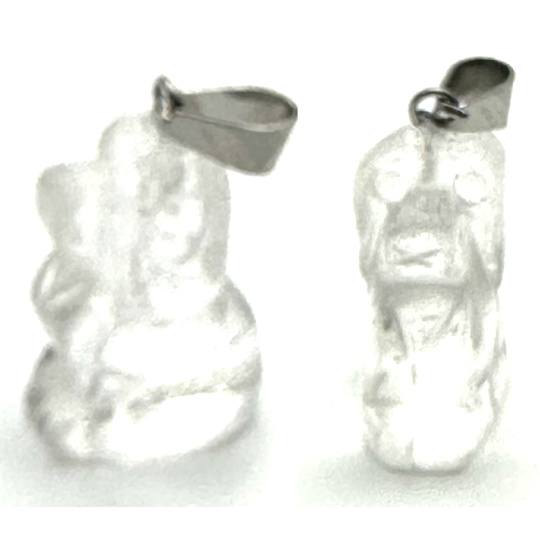 Křišťál Pes přívěsek přírodní kámen, ručně broušená figurka 1,8 x 2,5 x 8 mm, kámen kamenů