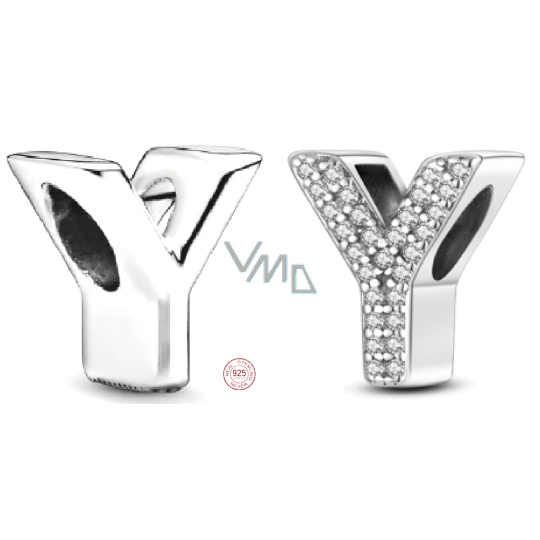 Charm Sterlingové stříbro 925 Abecední písmeno Y, korálek na náramek