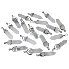 Křišťál Kyvadlo šestihran přívěsek přírodní kámen 41 x 13 mm, ručně vyřezávaný, kámen kamenů 1 kus