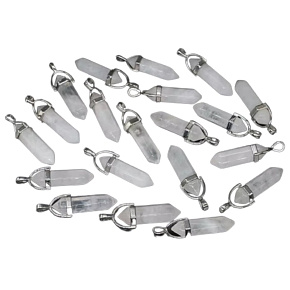 Křišťál Kyvadlo šestihran přívěsek přírodní kámen 41 x 13 mm, ručně vyřezávaný, kámen kamenů 1 kus