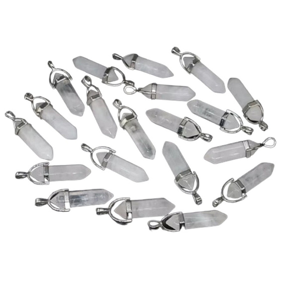 Křišťál Kyvadlo šestihran přívěsek přírodní kámen 41 x 13 mm, ručně vyřezávaný, kámen kamenů 1 kus