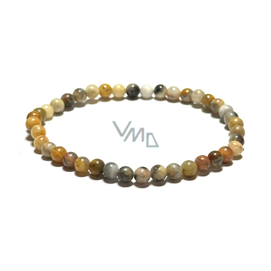 Achát Bláznivý náramek elastický přírodní kámen, kulička 4 mm / 19 cm, stabilita, energie, sebedůvěra