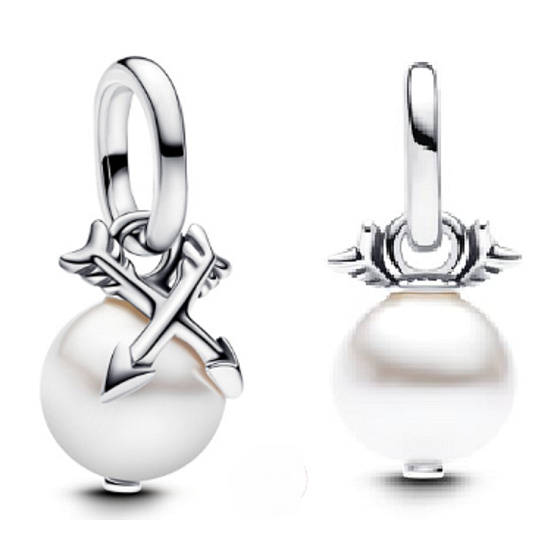  Mini medailon - Perly a šípy, stříbrný 925 přívěsek na náramek