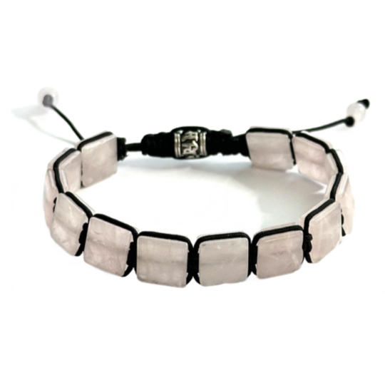 Růženin náramek pletený přírodní kámen, rozměr 10 x 10 x 5 mm / 18,5 cm, posuvné zapínání, kámen lásky