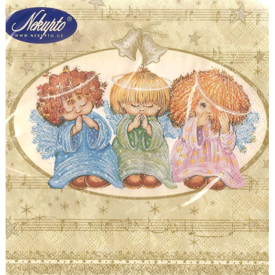 Nekupto Papírové ubrousky 3 vrstvé 33 x 33 cm 20 kusů Vánoční andělé