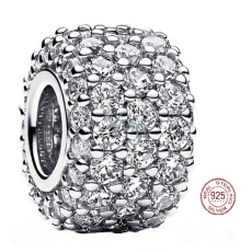 Charm Sterlingové stříbro 925 Třpitivé kouzlo s čirou zirkonií, pavé korálek na náramek symbol
