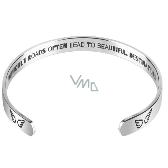 Nerezová ocel náramek stříbrný s gravírováním Jsi milován..., otevřená manžeta, 2,5 mm Nerezová ocel náramek stříbrný s gravírováním Jsi milován..., otevřená manžeta, 2,5 mm