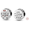 Charm Srebrna 925 Rodzinne Przyjaźnie - siostry, koralik na bransoletkę rodzina