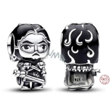 Charm Sterlingové stříbro 925 Hra o trůny Joh Snow, korálek na náramek, film Charm Sterlingové stříbro 925 Hra o trůny Joh Snow, korálek na náramek, film