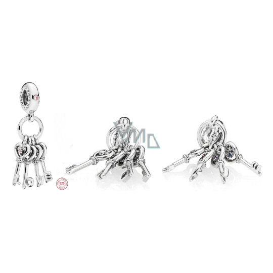 Charm Sterlingové stříbro 925 Klíč k lásce 4v1, přívěsek na náramek láska