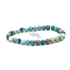 Larimar náramek elastický přírodní kámen, kulička 6 mm / 16 - 17 cm, kámen bájné Atlantidy