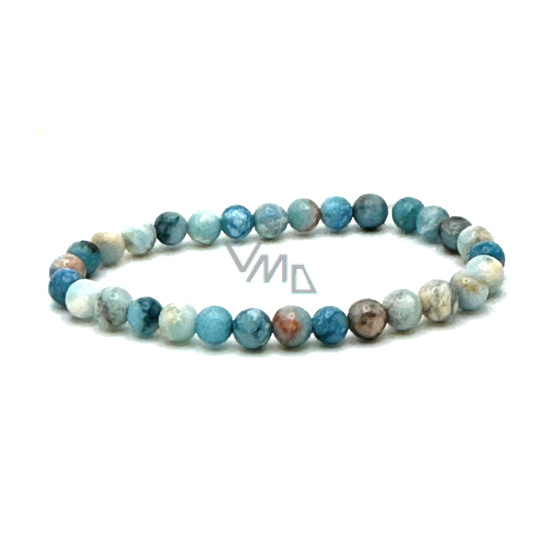Larimar náramek elastický přírodní kámen, kulička 6 mm / 16 - 17 cm, kámen bájné Atlantidy