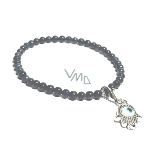 Safír + ruka Fatimy odnimatelný přívěsek, náramek elastický přírodní kámen, kulička 4 mm / 16 - 17 cm, kámen moudrosti, pravdy a intuice Safír + ruka Fatimy odnimatelný přívěsek, náramek elastický přírodní kámen, kulička 4 mm / 16 - 17 cm, kámen moudrosti, pravdy a intuice