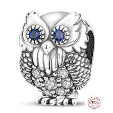 Charm Sterlingové stříbro 925 Sova - výr, moudrost, věda, znalosti, korálek na náramek zvíře
