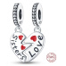 Charm Sterlingové stříbro 925 Sestry rozdělitelné kouzlo srdce 2v1, přívěsek na náramek rodina