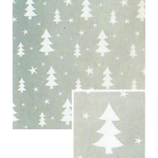 Nekupto Dárkový balicí papír vánoční 70 x 200 cm Stříbrný, bílé stromky Nekupto Dárkový balicí papír vánoční 70 x 200 cm Stříbrný, bílé stromky