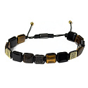Tygří oko a černý onyx náramek přírodní kámen, velikostně nastavitelný, kámen slunce a země, přináší štěstí a bohatství a kámen životní síly