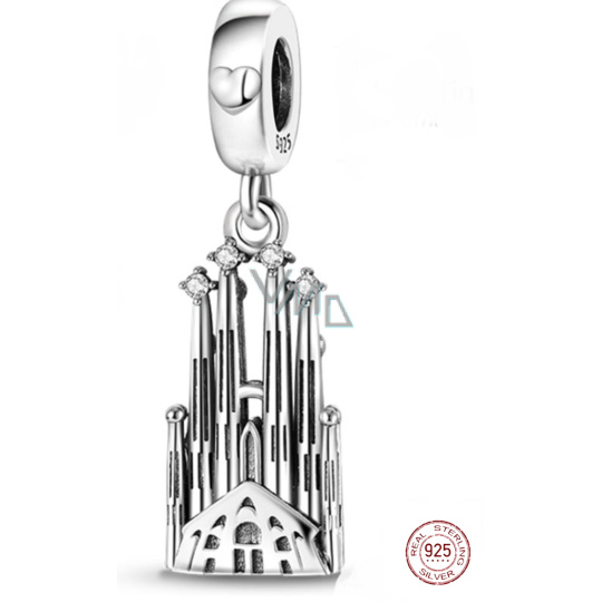 Charm Sterlingové stříbro 925 Barcelona La Sagrada Familia, přívěsek na náramek cestování
