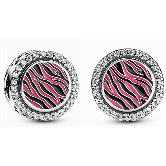 Charm Kouzlo s tiskem zebry růžový, korálek na náramek zvíře